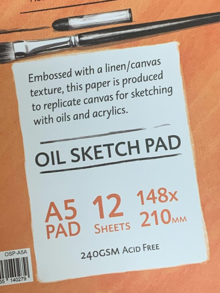 Oil Sketch Pad  x 12 Sheets (A4 or A5)